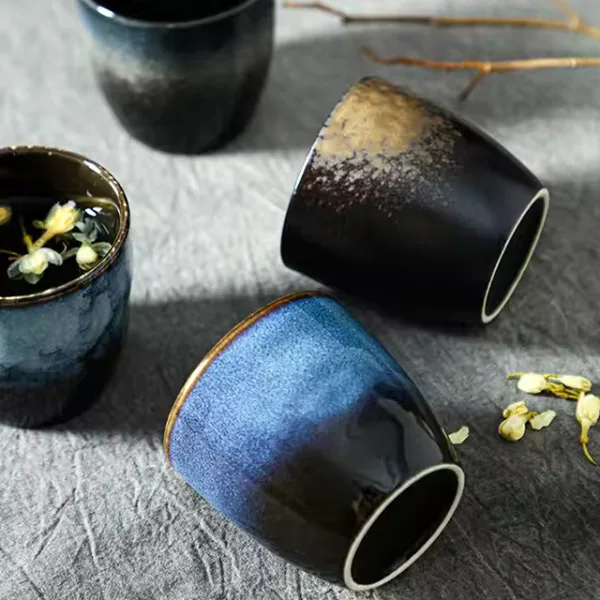 No Handle Arabic Vintage Pottery Glaze Ceramic Coffee & Tea Cups – Retro Japanese Drinking Cups for Restaurant