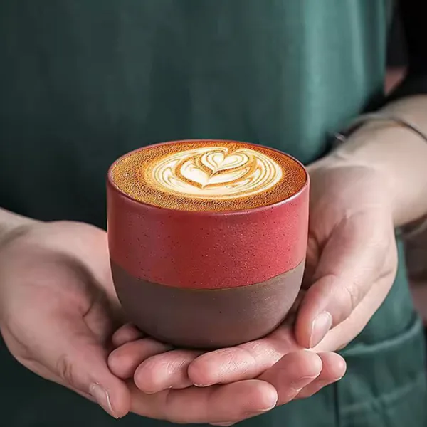 Retro Rough Pottery Espresso Cup – Creative Colorful Frosted Texture with Spots Ceramic Coffee Cup