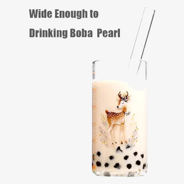 Reusable BPA-Free Straws Set for Water Tumblers & Boba Cups - Straight & Bent Glass Straws with Cleaning Brushes