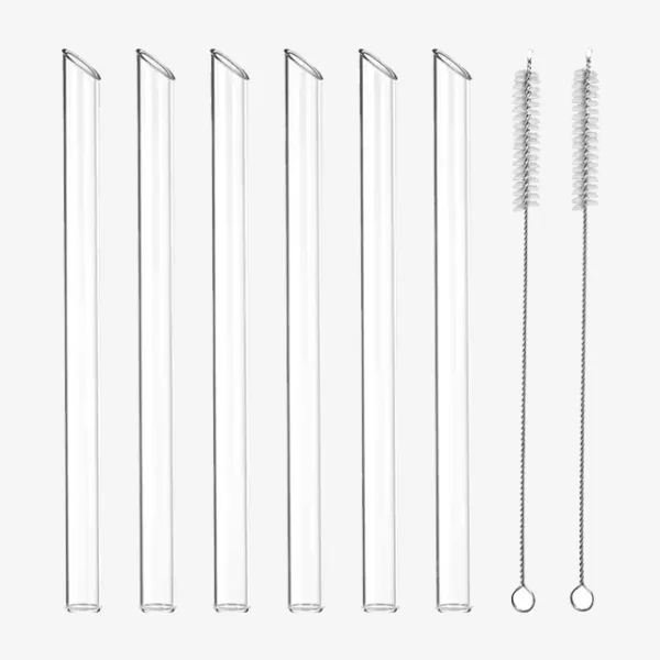 Reusable BPA-Free Straws Set for Water Tumblers & Boba Cups - Straight & Bent Glass Straws with Cleaning Brushes