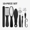 10-in-1 Pedicure Set - Stainless Steel Double-Sided Foot Scrubbing Brush, Callus Remover & Exfoliator for Smooth Feet - Peeling & Foot Care Pedal Stone