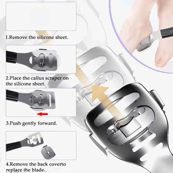 10-in-1 Pedicure Set - Stainless Steel Double-Sided Foot Scrubbing Brush, Callus Remover & Exfoliator for Smooth Feet - Peeling & Foot Care Pedal Stone