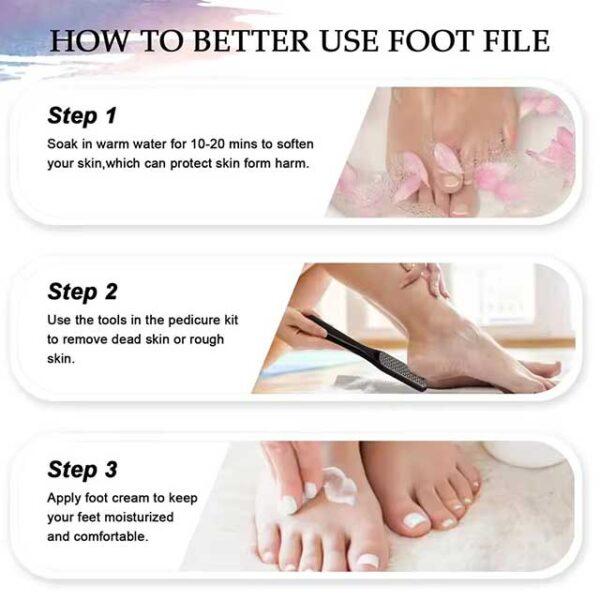 10-in-1 Pedicure Set - Stainless Steel Double-Sided Foot Scrubbing Brush, Callus Remover & Exfoliator for Smooth Feet - Peeling & Foot Care Pedal Stone