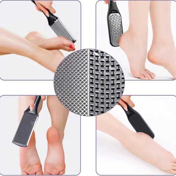 10-in-1 Pedicure Set - Stainless Steel Double-Sided Foot Scrubbing Brush, Callus Remover & Exfoliator for Smooth Feet - Peeling & Foot Care Pedal Stone