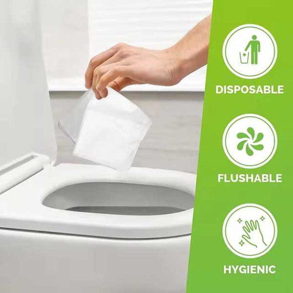 10PCS Disposable Toilet Seat Covers - Waterproof, Flushable & Portable Travel Pads, Soluble Water Type for Hygiene on the Go