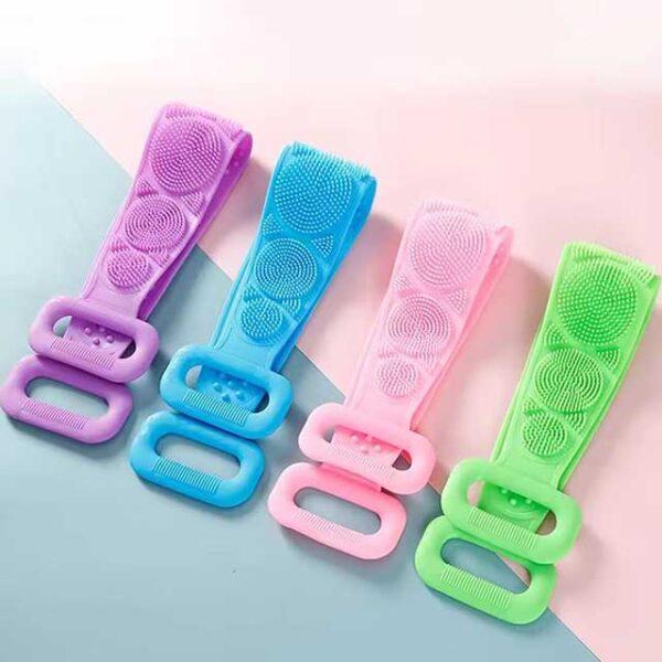 1pc Silicone Body Scrubber Bath Brush – Exfoliating Shower Belt, Back Scrub Cleaner Strap for Body, Bathroom Accessories