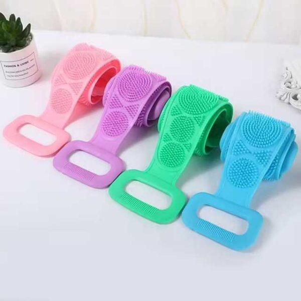 1pc Silicone Body Scrubber Bath Brush – Exfoliating Shower Belt, Back Scrub Cleaner Strap for Body, Bathroom Accessories