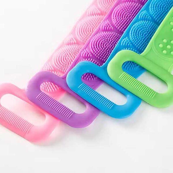 1pc Silicone Body Scrubber Bath Brush – Exfoliating Shower Belt, Back Scrub Cleaner Strap for Body, Bathroom Accessories