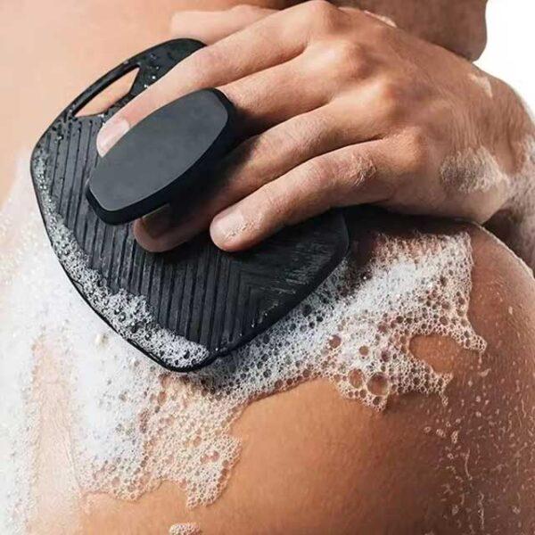 1pc Soft Silicone Exfoliating Brush – Manual Body Cleansing Scrubber for Gentle Massage, Shower Bath Brush for Men