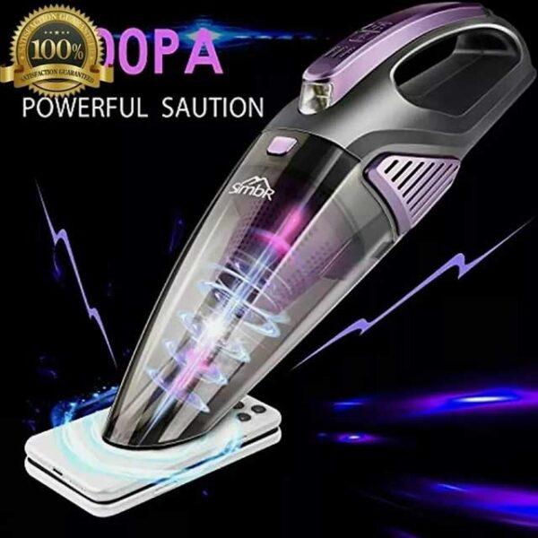 Handheld Cordless Vacuum Cleaner – Car Vacuum with LED Light, Quick Rechargeable 2500mAh, Powerful & Portable for Home and Auto Cleaning