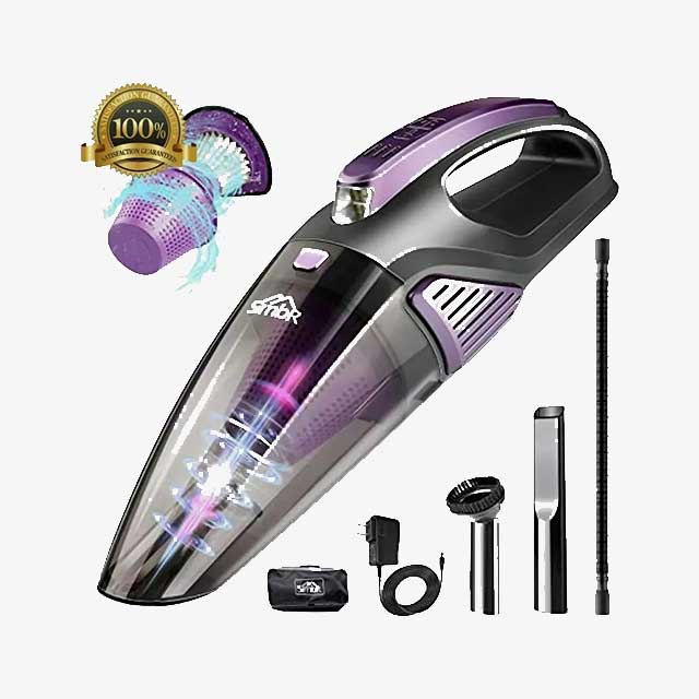 Handheld Cordless Vacuum Cleaner – Car Vacuum with LED Light, Quick Rechargeable 2500mAh, Powerful & Portable for Home and Auto Cleaning