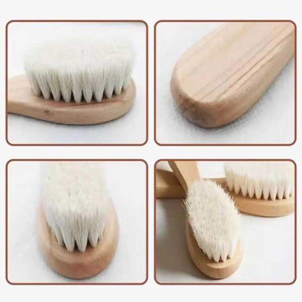 2pcs Baby Comb Set – Soft Wool Baby Hair Brush & Beech Wood Comb for Newborns – Baby Care Massager, Shower Gift & Hair Soothing