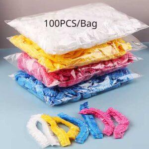 Disposable Shower Cap Covers – Transparent & Waterproof Sauna Accessories, Hair Protection Caps for Bathroom & Home Use
