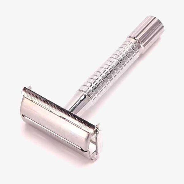 Double Edge Beard Hair Shaver Set – Men's Traditional Classic Razor, Stainless Steel Safety Beard Trimmer with Blades & Box for Precision Shaving