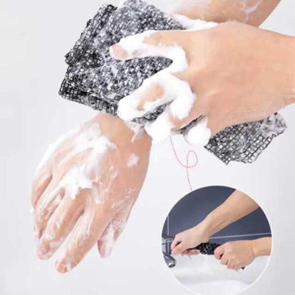 Japanese Rubbing Washcloth Bath Towel – Exfoliating Nylon Back Scrub Brush, Shower Sponge for Body, Bathroom Accessories