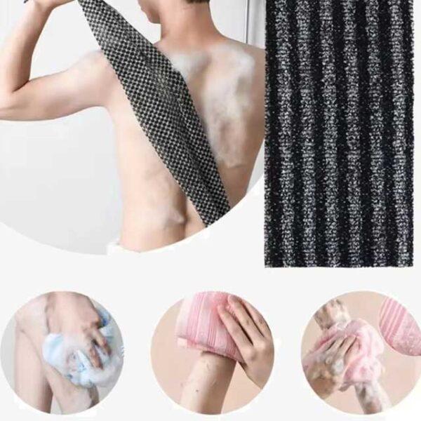 Japanese Rubbing Washcloth Bath Towel – Exfoliating Nylon Back Scrub Brush, Shower Sponge for Body, Bathroom Accessories