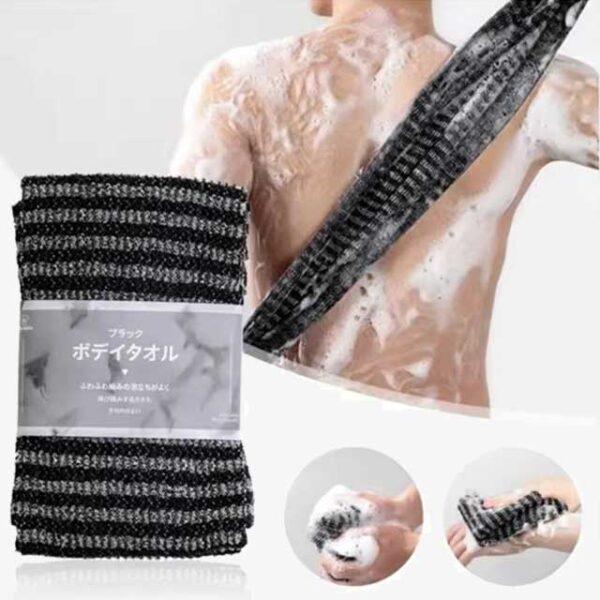 Japanese Rubbing Washcloth Bath Towel – Exfoliating Nylon Back Scrub Brush, Shower Sponge for Body, Bathroom Accessories