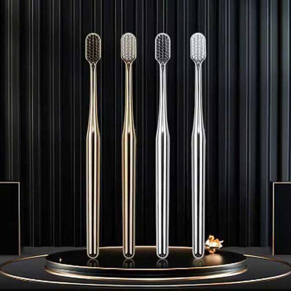 Luxury Soft Toothbrush for Men & Women – Gold & Silver Dental Brushes, Elegant Gentle Adult Toothbrushes, Perfect for Drop Shipping
