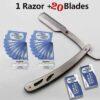 Men's Professional Barber Razor – Straight Edge Stainless Steel Folding Shaver with Blade for Manual Shaving