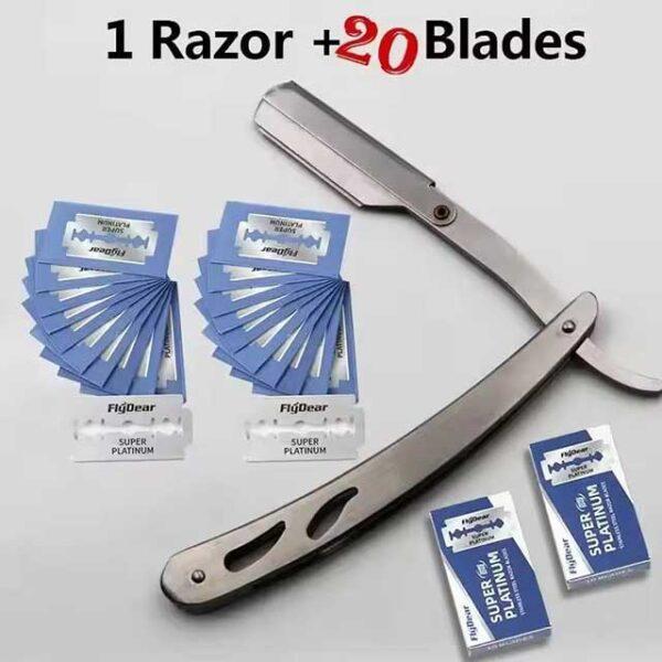 Men's Professional Barber Razor – Straight Edge Stainless Steel Folding Shaver with Blade for Manual Shaving