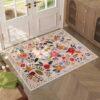 Retro Floral Entrance Doormat Rug – Absorbent Anti-Slip Bath Mat for Bathroom, Hallway, Kitchen, Home & Office Floor Decor Carpet