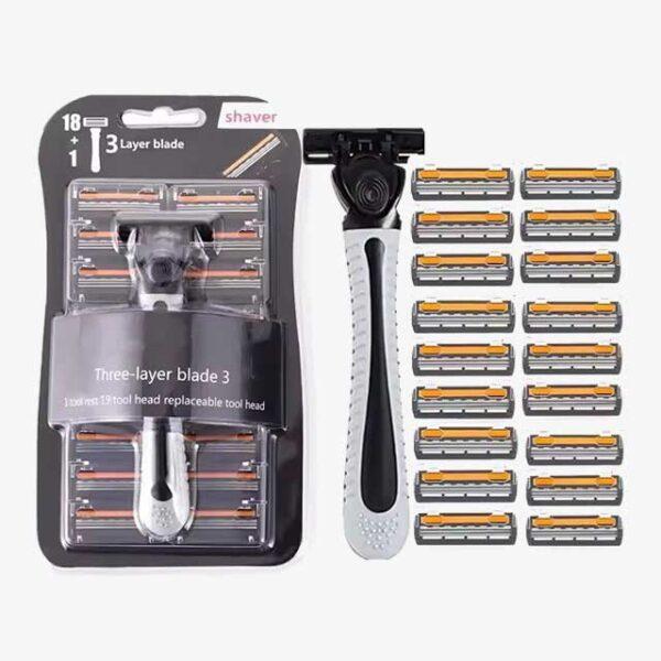 Shaver Brand New Design Men’s Razor – Three-Layer Reusable Razor with Imported Blades & Multi-Tool Head Change System