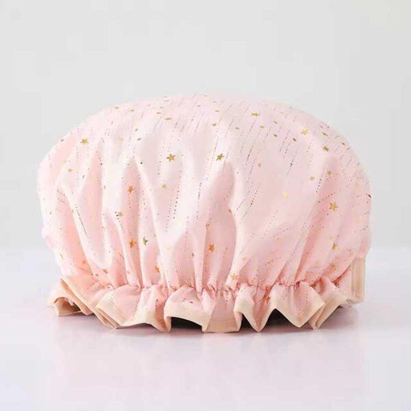 1PC Waterproof Double Layer Shower Cap – Elastic Hair Cover for Women, Kitchen & Bathroom Shampoo Cap, Bathing Hat