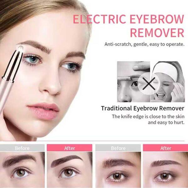 Womens Electric Eyebrow Trimmer & Face Hair Remover - Automatic Eyebrow Shaper, Precision Pencil Shaver for Smooth Skin - Portable Pocket Knife Design
