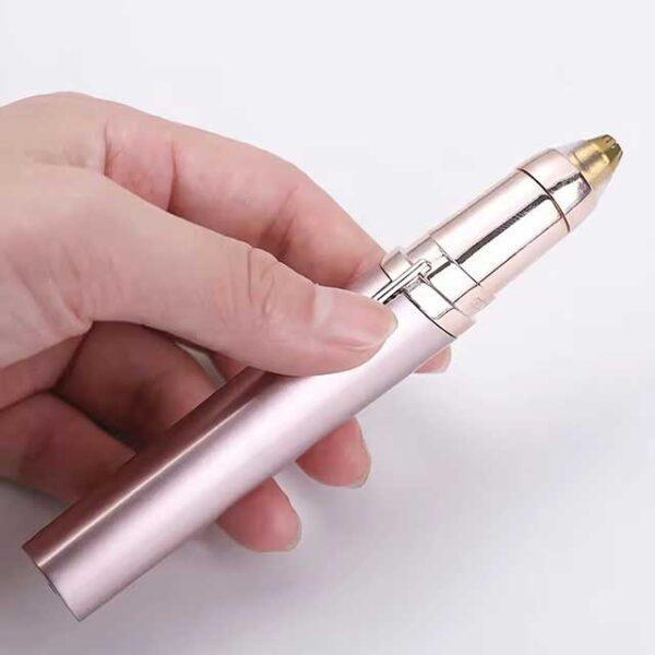 Womens Electric Eyebrow Trimmer & Face Hair Remover - Automatic Eyebrow Shaper, Precision Pencil Shaver for Smooth Skin - Portable Pocket Knife Design