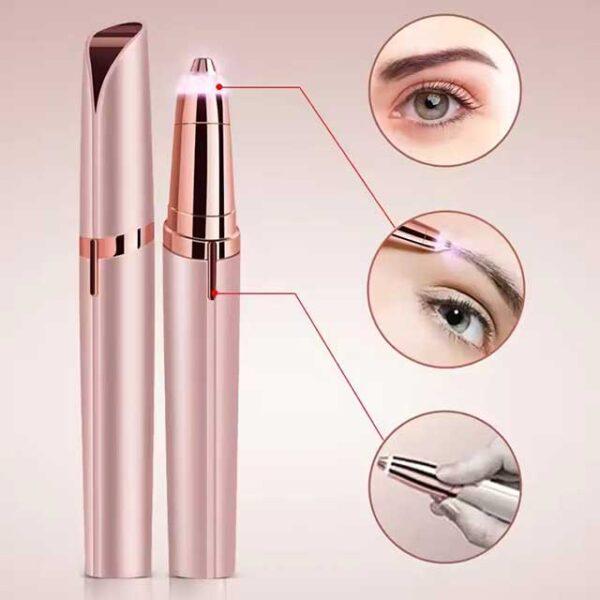 Womens Electric Eyebrow Trimmer & Face Hair Remover - Automatic Eyebrow Shaper, Precision Pencil Shaver for Smooth Skin - Portable Pocket Knife Design