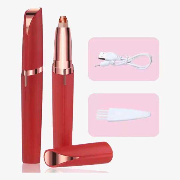 Womens Electric Eyebrow Trimmer & Face Hair Remover - Automatic Eyebrow Shaper, Precision Pencil Shaver for Smooth Skin - Portable Pocket Knife Design
