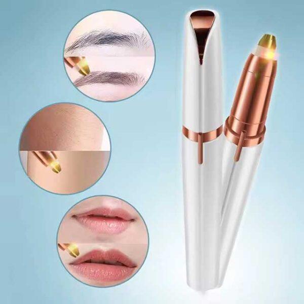 Womens Electric Eyebrow Trimmer & Face Hair Remover - Automatic Eyebrow Shaper, Precision Pencil Shaver for Smooth Skin - Portable Pocket Knife Design