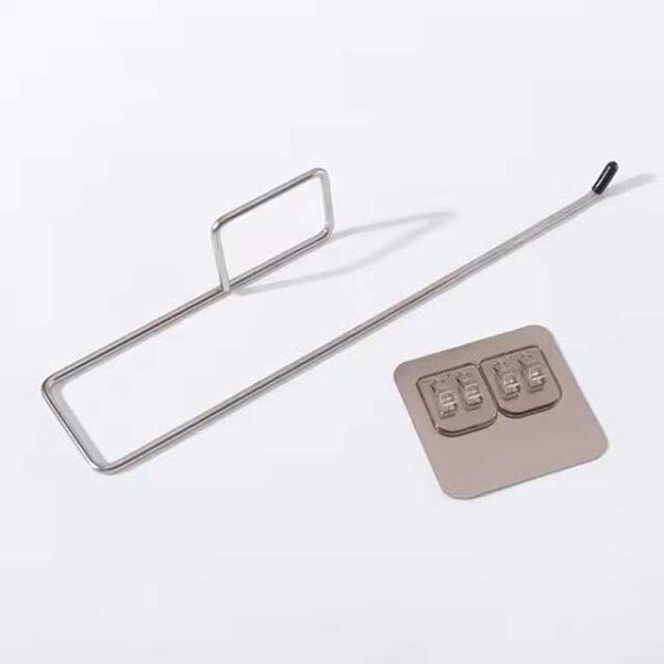 1 Pc Household Bathroom Shelf Towel Rack - Stainless Steel Non-Perforated Wall Hanging Rack for Kitchen, Toilet & Cling Film