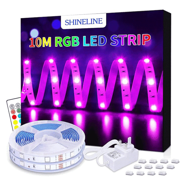 10M LED Strip Lights (2x5M), 300 LEDs SMD 5050 RGB Rope Light Kit with Remote Control, Color-Changing LED Strips for Garden, Bar, Party & Home Décor [Energy Class A+]