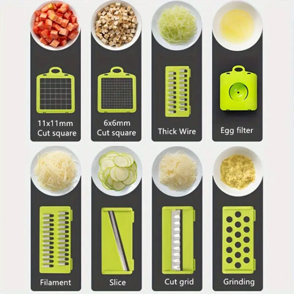 15-in-1 Vegetable Chopper & Slicer Set – Multifunctional Food Cutter, Grater & Onion Mincer with Container & Interchangeable Blades – Essential Kitchen Gadget