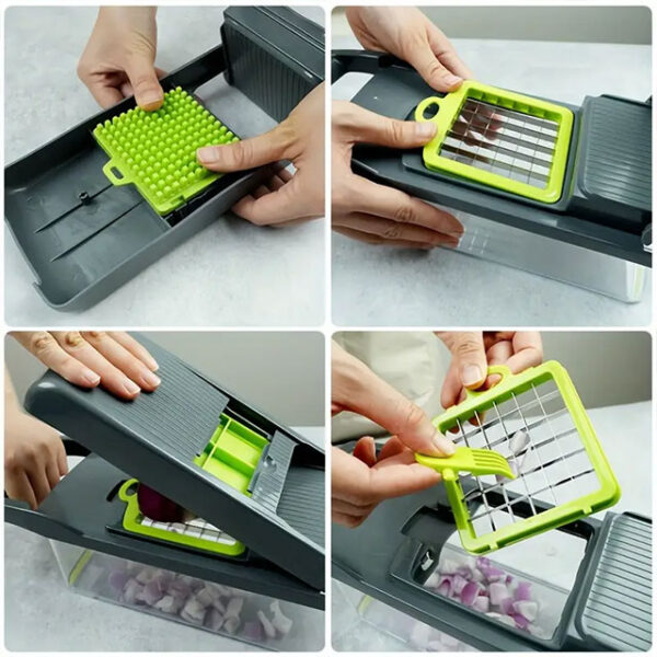 15-in-1 Vegetable Chopper & Slicer Set – Multifunctional Food Cutter, Grater & Onion Mincer with Container & Interchangeable Blades – Essential Kitchen Gadget