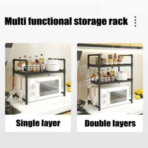 Modern Multi-Functional Kitchen Storage Rack – Floor-Mounted Organizer Shelf for Spices & Condiments
