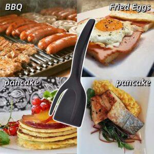 2-in-1 Silicone Grip Spatula Tongs – Flip & Clamp Tool for Eggs, Steak, Pancakes & More