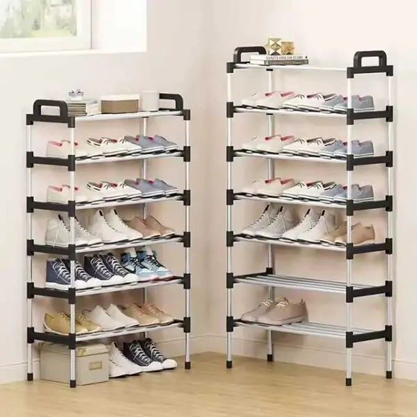 3-7 Tier Simple Shoe Rack – Multi-Layer Dustproof Household Storage Cabinet for Doorstep – Space-Saving Small Shoe Rack Assembly