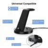 3-in-1 Fast Wireless Charging Dock for iPhone, Apple Watch & AirPods – Multi-Device Charging Station Compatible with iPhone 14/13/12/11 Pro, X Max, XS, XR, 8, 7 Plus & Apple Watch Series 7/6/SE/5/4/3/2 with Adapter