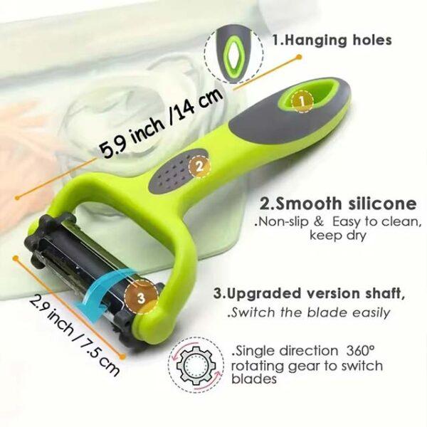 3-in-1 Stainless Steel Peeler – Rotary Potato, Vegetable & Fruit Slicer, Shredder & Cutter