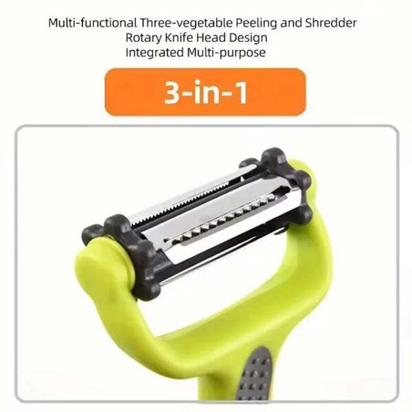 3-in-1 Stainless Steel Peeler – Rotary Potato, Vegetable & Fruit Slicer, Shredder & Cutter