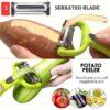 3-in-1 Stainless Steel Peeler – Rotary Potato, Vegetable & Fruit Slicer, Shredder & Cutter