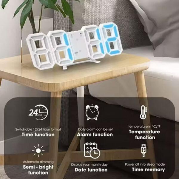 3D LED Digital Alarm Clock – Modern Wall Clock with Time, Date & Temperature Display for Home, Kitchen & Office Decor