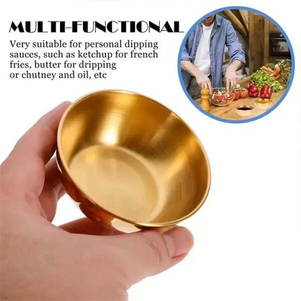 4Pcs Stainless Steel Golden/Silver Sauce Dishes – Appetizer & Seasoning Serving Tray Set for Kitchen & Tableware