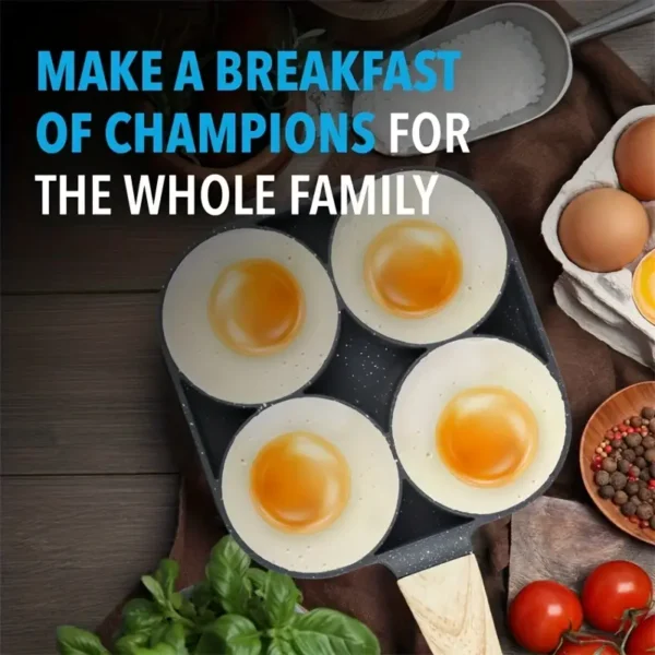 4-Hole Non-Stick Frying Pan – Maifan Stone Egg & Pancake Cooker for Even Heating & Easy Cooking