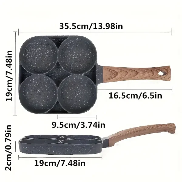 4-Hole Non-Stick Frying Pan – Maifan Stone Egg & Pancake Cooker for Even Heating & Easy Cooking