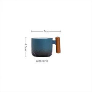 80ML Handmade Ceramic Coffee Cup – Office Tea Mug with Filter & Wooden Handle, Perfect Birthday Gift