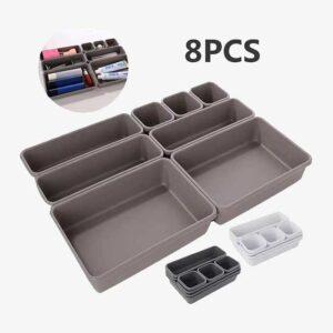 8pc Set Storage Drawer Organizer Box – Makeup Brush Holder & Jewellery Storage Container – UK Home Essentials