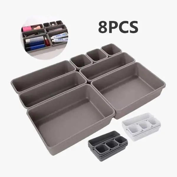 8pc Set Storage Drawer Organizer Box – Makeup Brush Holder & Jewellery Storage Container – UK Home Essentials
